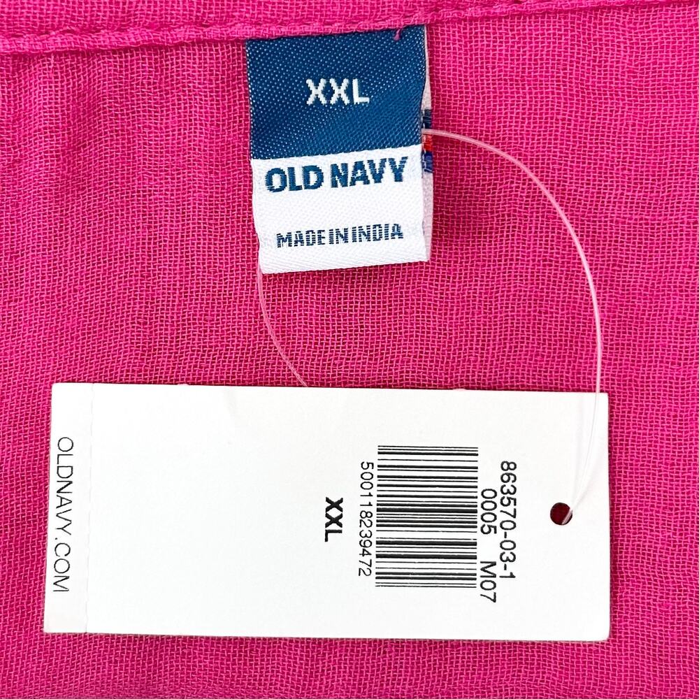 Old Navy XXL Bright Pink 100% Cotton Gauze Button-Up Collared Romper NWT - Picture 8 of 10